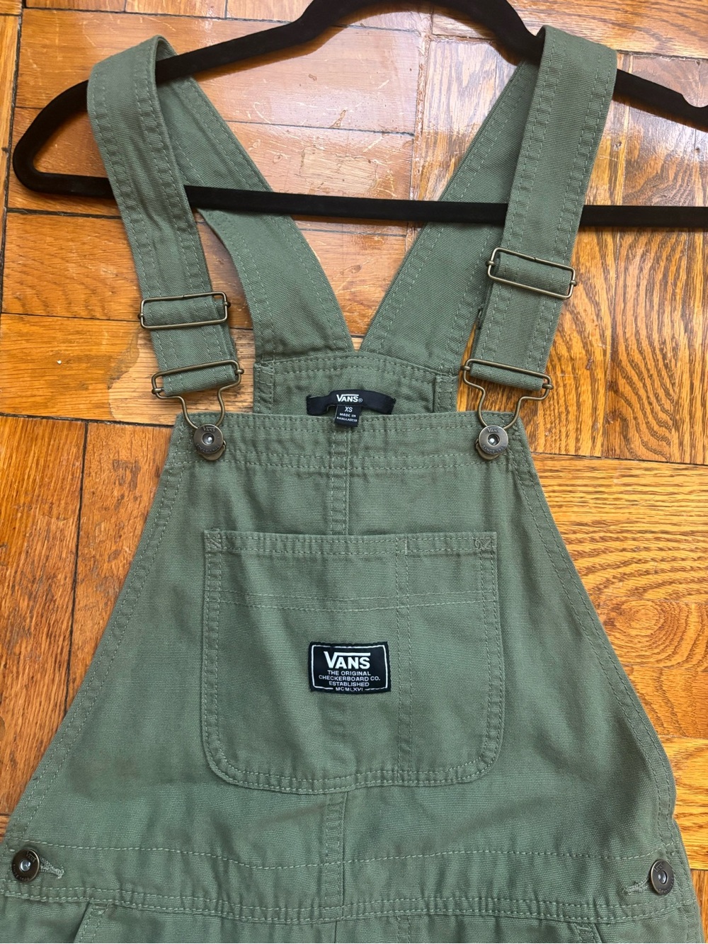 Vans Olive Green Cotton Canvas Bib Shortalls Size Extra Small